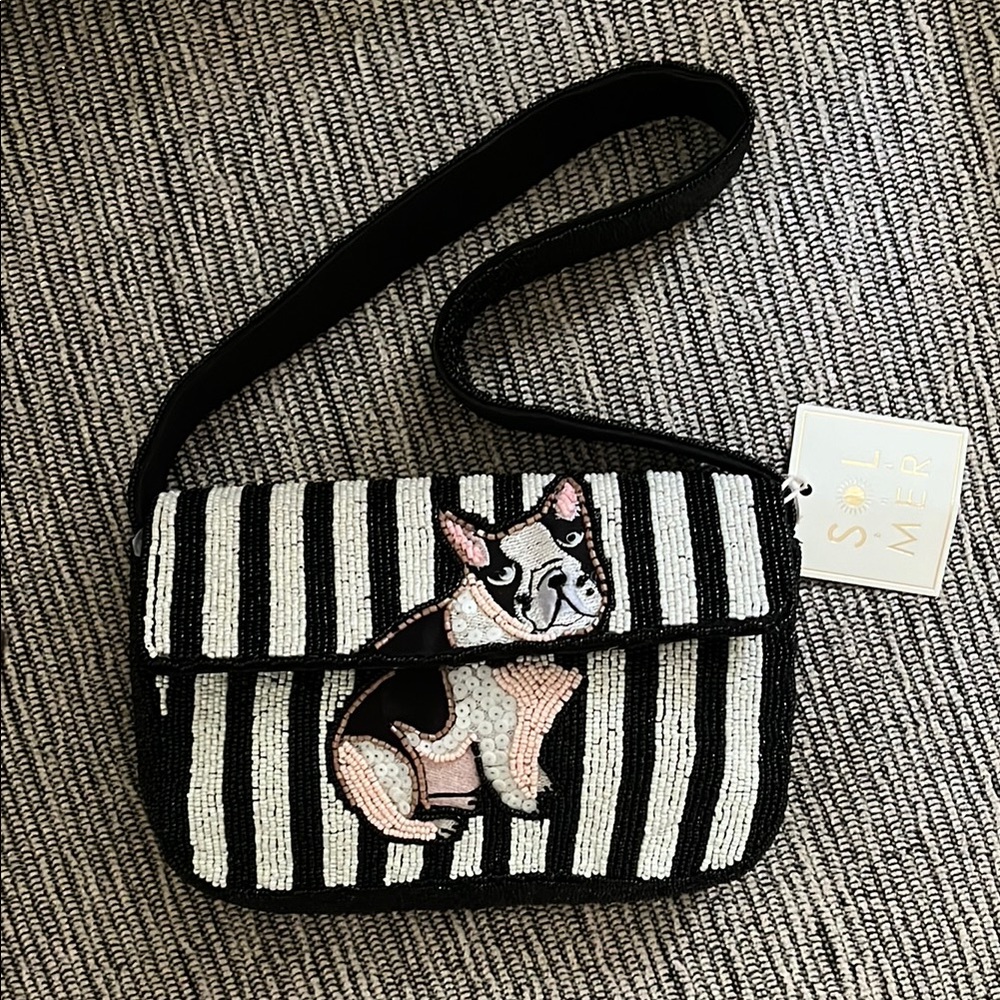 French Bulldog Beaded Bag